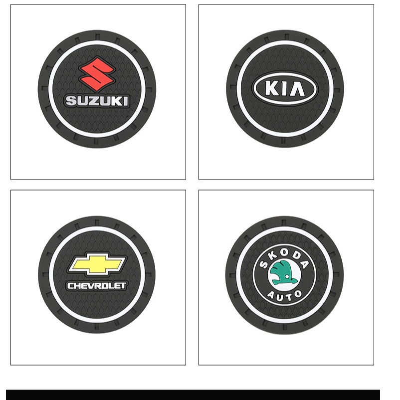 Set 2 tấm lót cốc xe hơi chống trượt cho Toyota Honda Hyundai Kia Nissan Mazda Mitsubishi