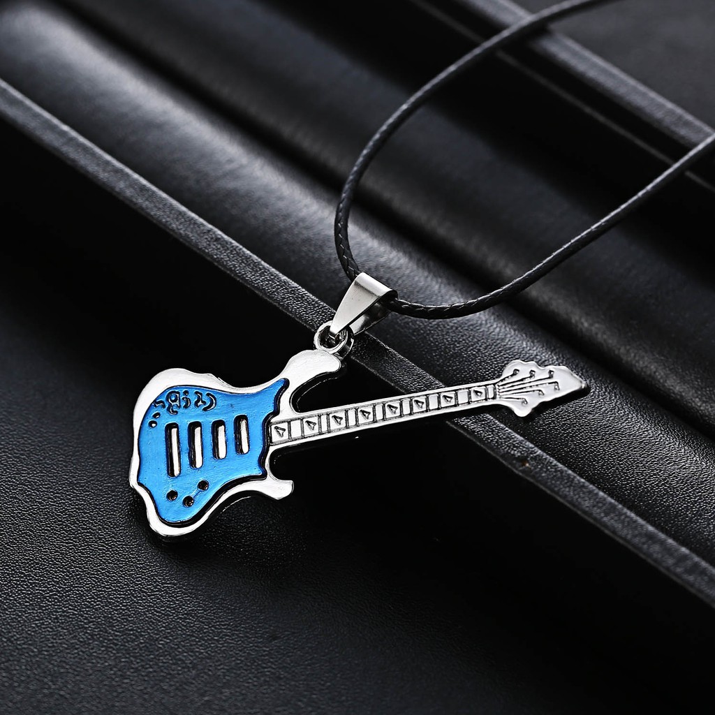 Vòng cổ Mặt Hình Đàn Guitar Bằng Thép Không Gỉ Thời Trang Cho Nam