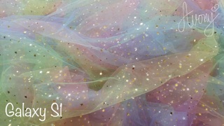 Vải lưới Galaxy trăng sao may scrunchies