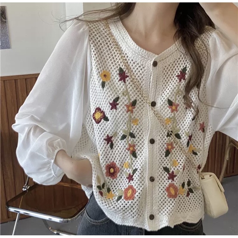 Order áo kiểu nữ thêu hoa Vintage 🌺🌺