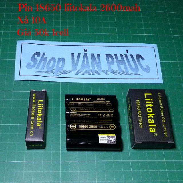Pin 18650 Liitokala 2600mah xả 10A