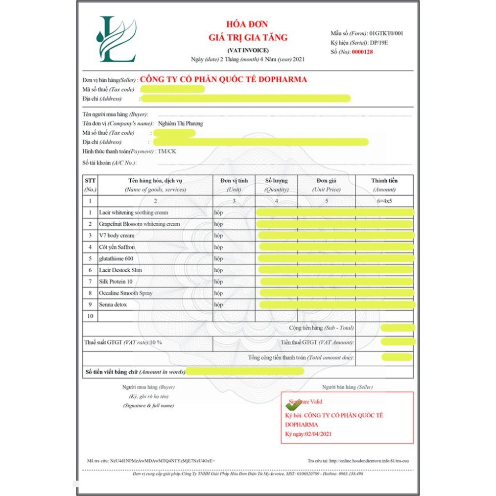 Viên Uống Trắng Da Mờ Nám GLUTATHIONE 600 DR.LACIR