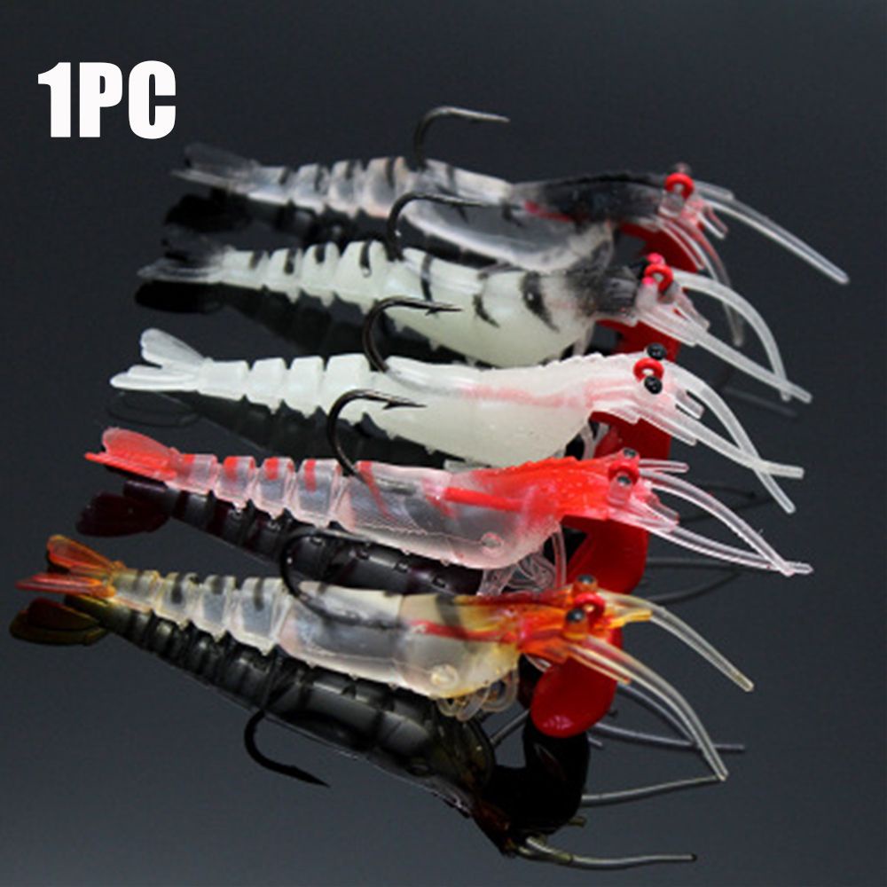 Mồi câu cá giả hình con tôm bằng silicon mềm màu sắc dạ quang sáng tạo