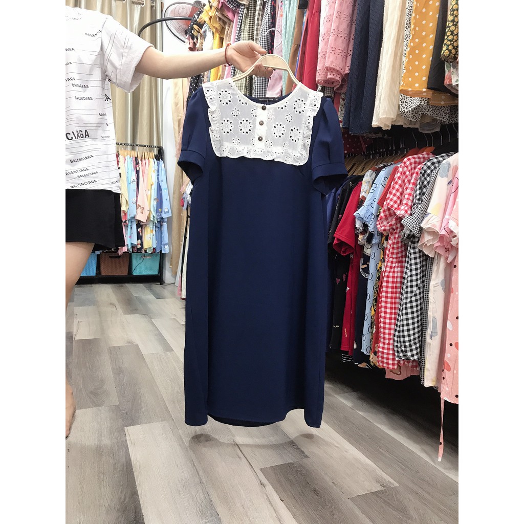 ĐẦM BẦU NGẮN TAY MÙA HÈ DÁNG SUÔNG PHA BOI THÊU TRẮNG SIÊU XINH (40-75kg)