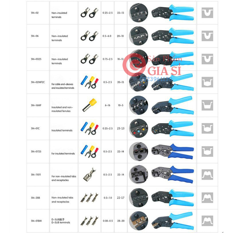 KÌM BẤM COS 0.25-6mm² ❤️freeship❤️