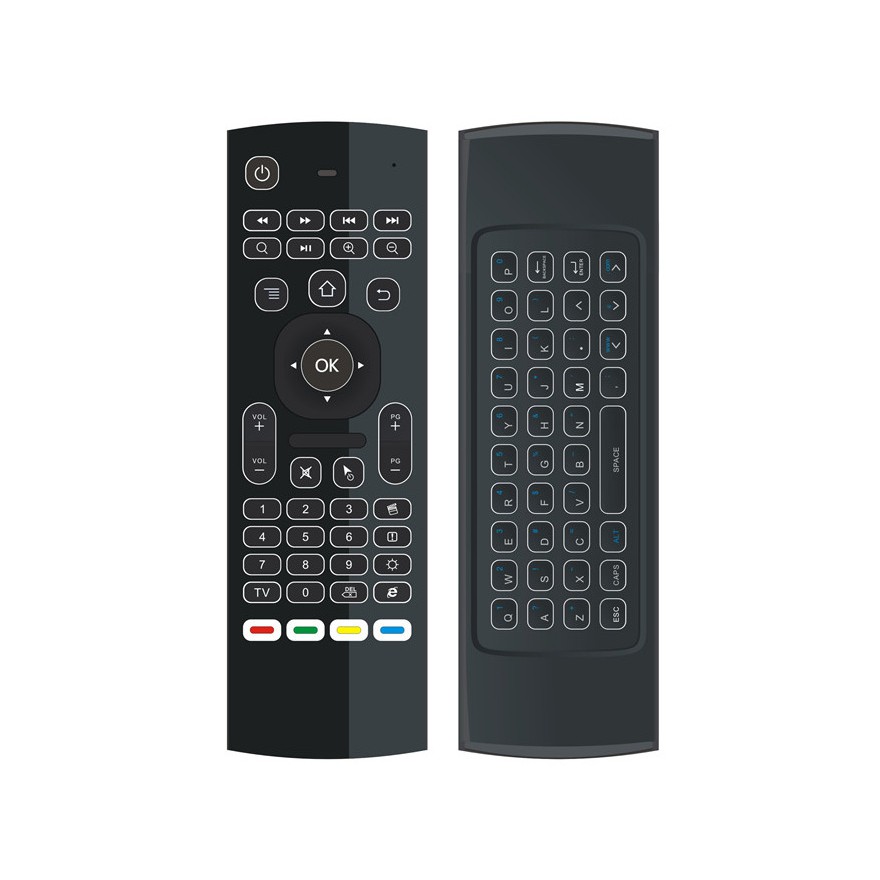 Chuột bay Air Mouse KM900 pro (MX3 Pro) dùng android box và smart tivi có đèn nền phím silicon mềm tặng cặp pin cao cấp