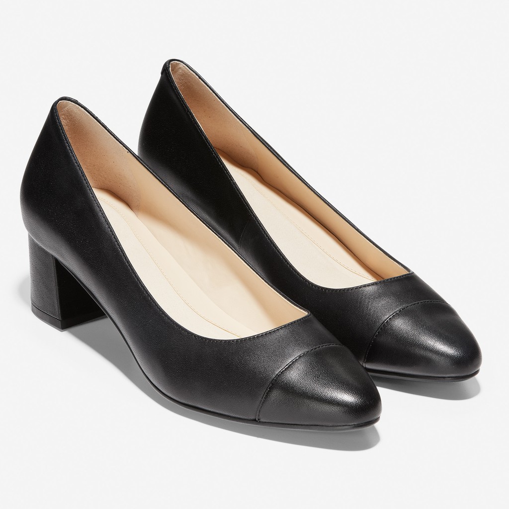 Giày Cole Haan The Go-To Block Heel Pump Black Leather (45mm)