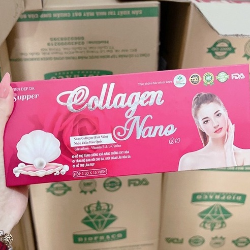 Viên uống trắn da supper collagen nano Q10 hộp 3 lọ x 15 viên