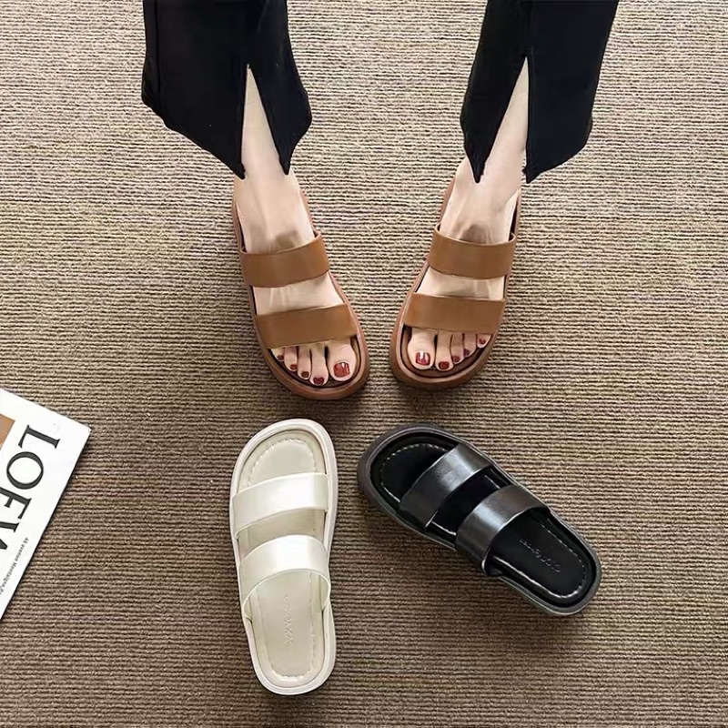 Sandal da quai ngang, đế xuồng cao 5cm phong cách quý phái, T141
