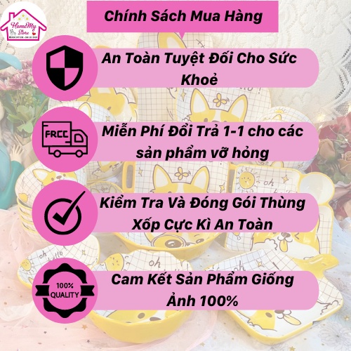 Bộ Bát Đĩa Decor Chén Dĩa Sứ Dễ Thương Đẹp Cao Cấp Hình Chó Corgi 14 món Cực Cute