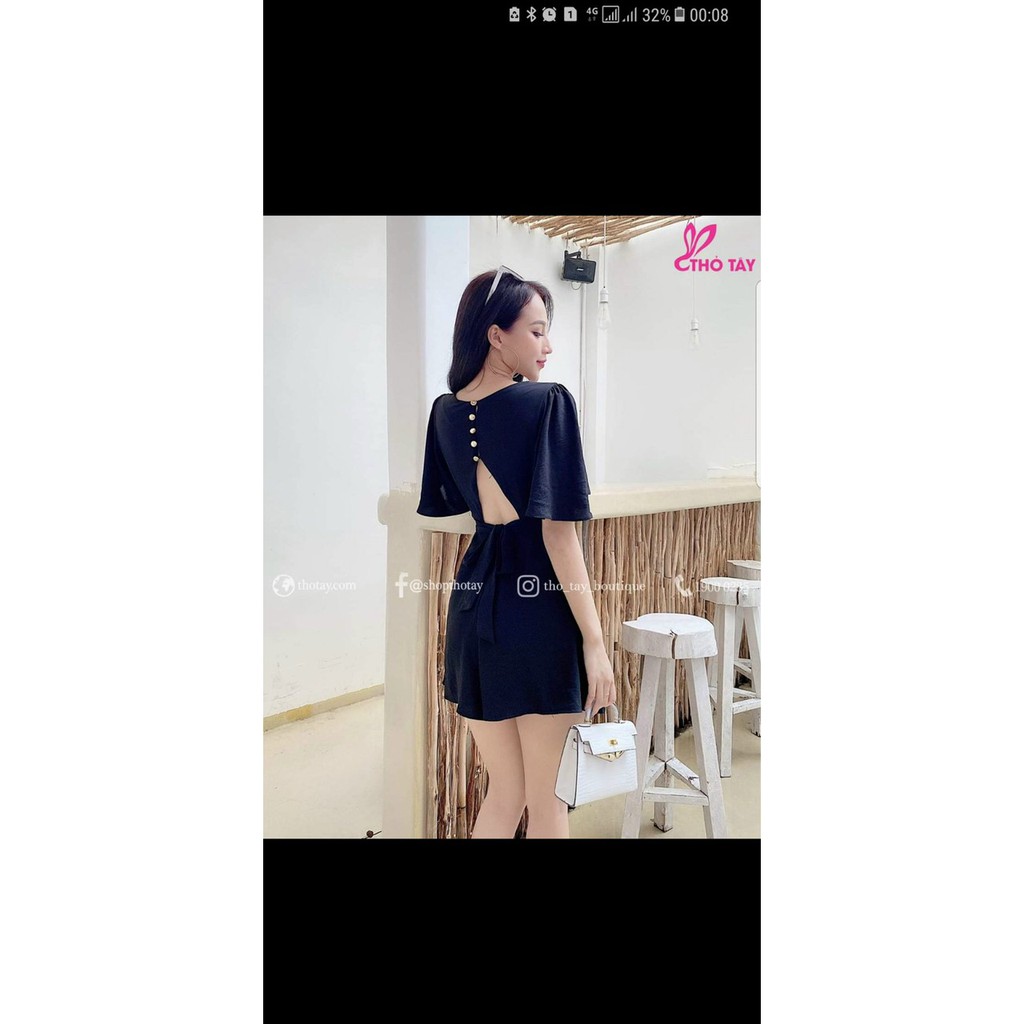 Đầm xòe cổ tim tay loe hở lưng thời trang quyến rũ