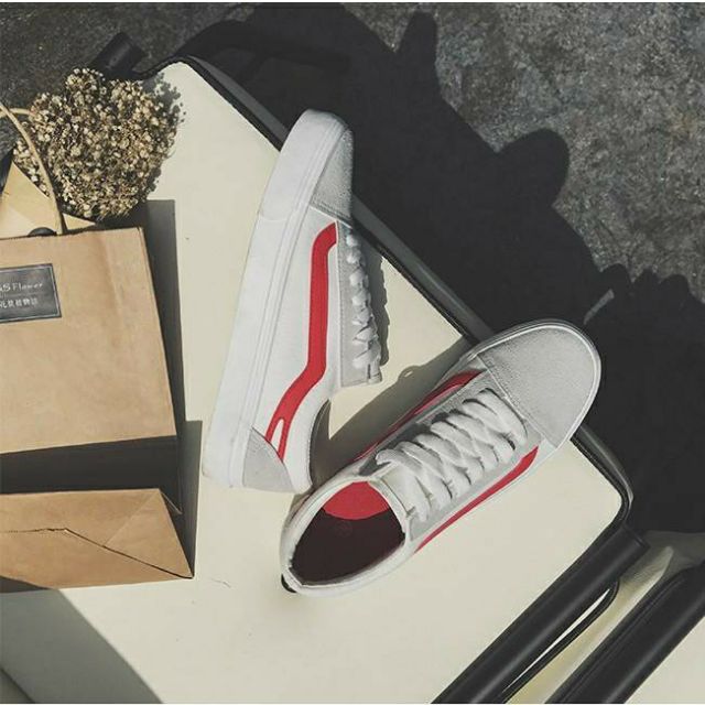 👣 [KHUYẾN MẠI] Giày Thể Thao Nam X5 Da Lộn ( Trắng kẻ Đỏ ) Hot Trend FULL BOX 👣