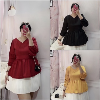 Áo kiểu babydoll tay nhún bigsize 68-90kg