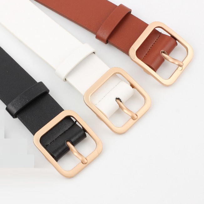 Thắt lưng nữ vuông mặt vàng 3.3cm
