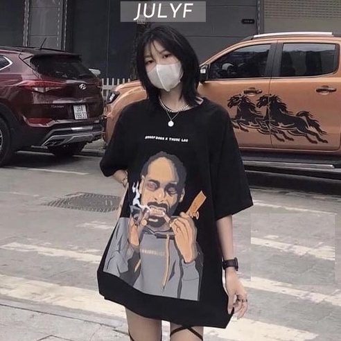 Áo phông nữ snoop hiphop JULYF - Thun tay lỡ form rộng học sinh, pull cộc vintage 3158 phong cách hàn quốc ulzzang