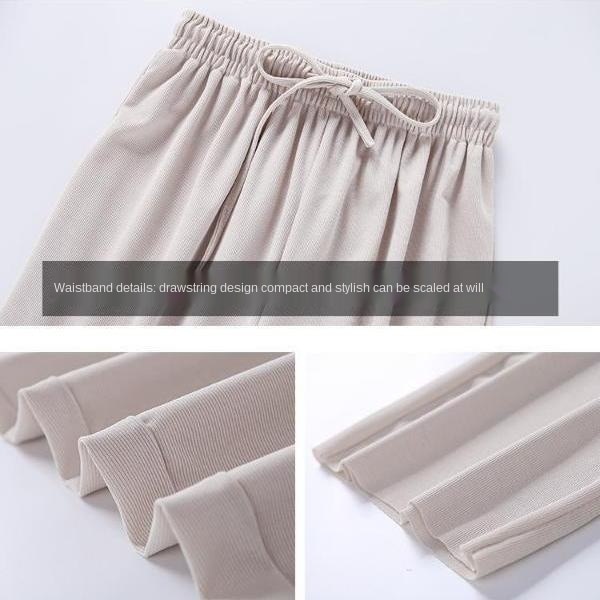Quần ống rộng lưng cao vải lụa lạnh mỏng thời trang xuân hè dành cho nữ