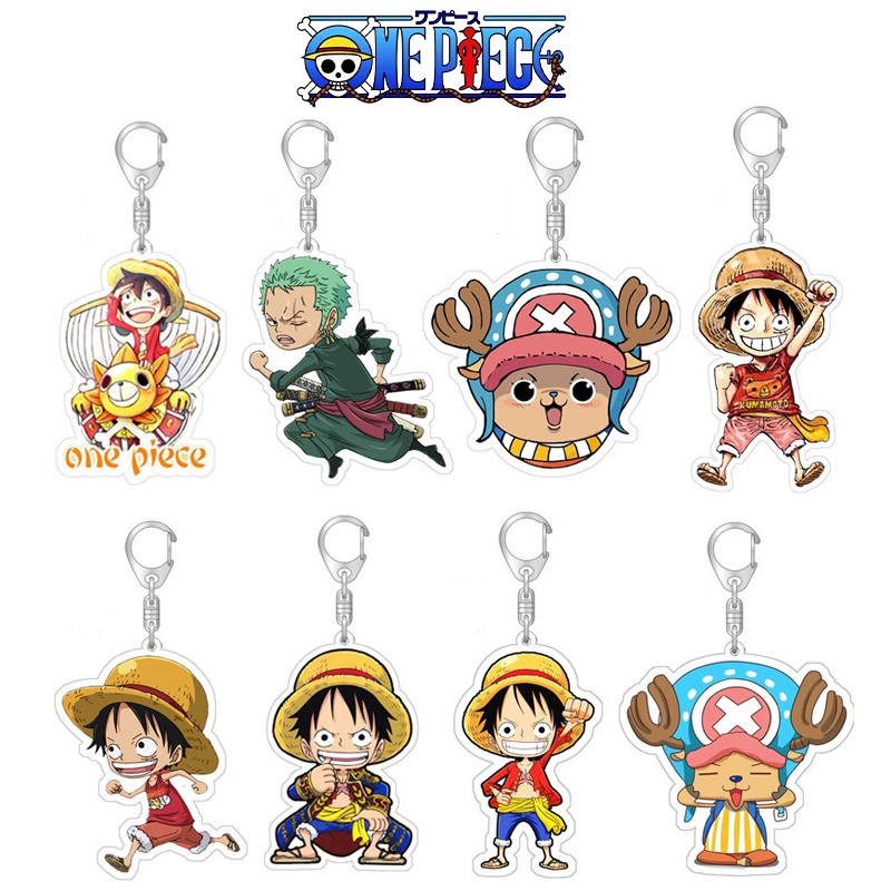 One Piece Luffy Keychain Zoro Acrylic Double Sided Transparent key Chain Ring Keyring Bag Accessories Jewelry For Women Men Gift