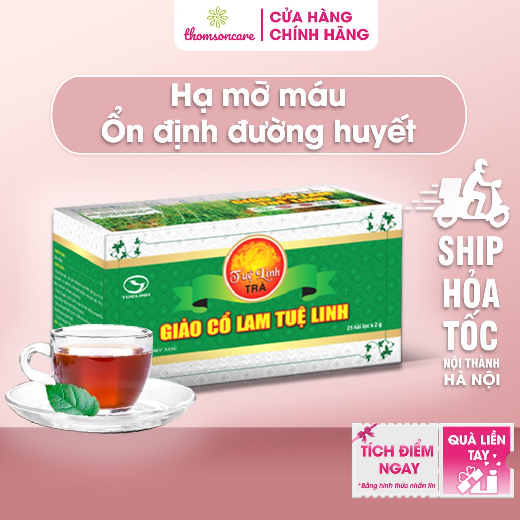 Trà giảo cổ lam Tuệ Linh - 25 túi hỗ trợ Hạ mỡ máu, giảm đường huyết