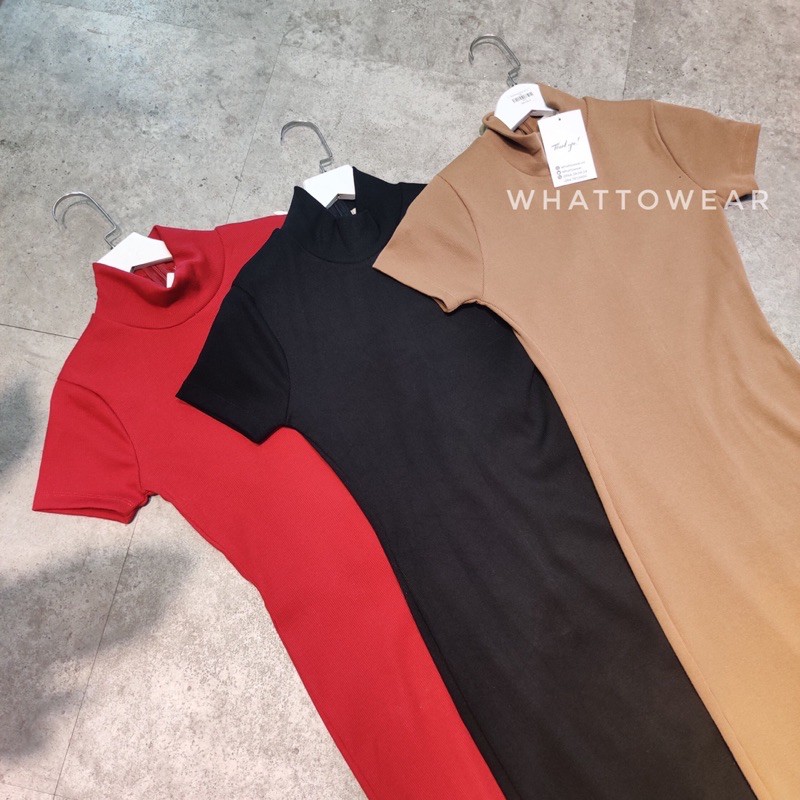 [Mã SKAMSALEP6 giảm 10% tối đa 100K đơn 150K] Đầm body cổ trụ tay ngắn by whattowear | BigBuy360 - bigbuy360.vn
