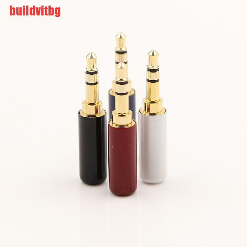 {buildvitbg}2pcs 3.5 mm Plug Audio Jack 3 Pole Gold Plated Earphone Adapter Socket GVQ