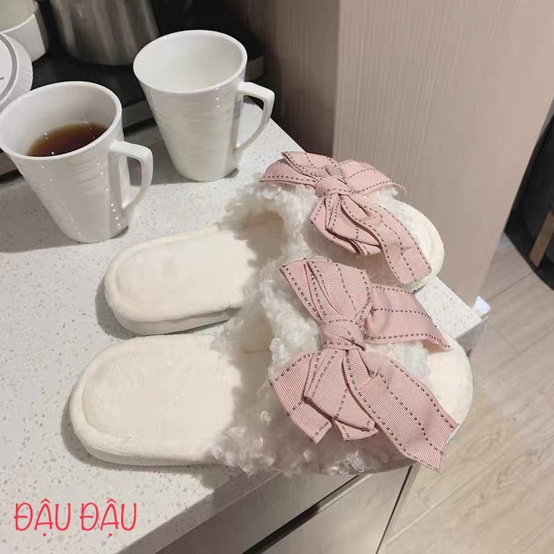 DÉP BÔNG LÔNG CỪU HÌNH NƠ