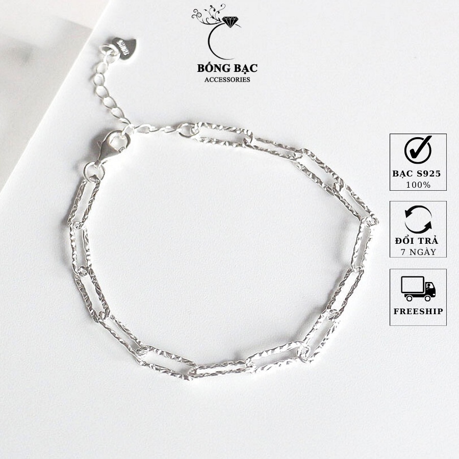 Lắc tay bạc VT1011 dây xích dáng mảnh siêu sáng kiểu dáng basic dễ phối đồ, Vòng tay bạc nữ phụ kiện trang sức BỐNG BẠC