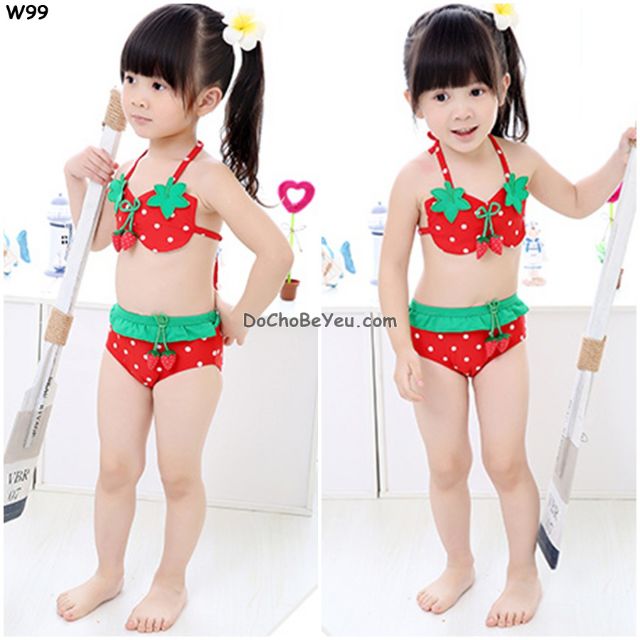 Bộ bikini cho bé trái dâu