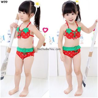 Bộ bikini cho bé trái dâu