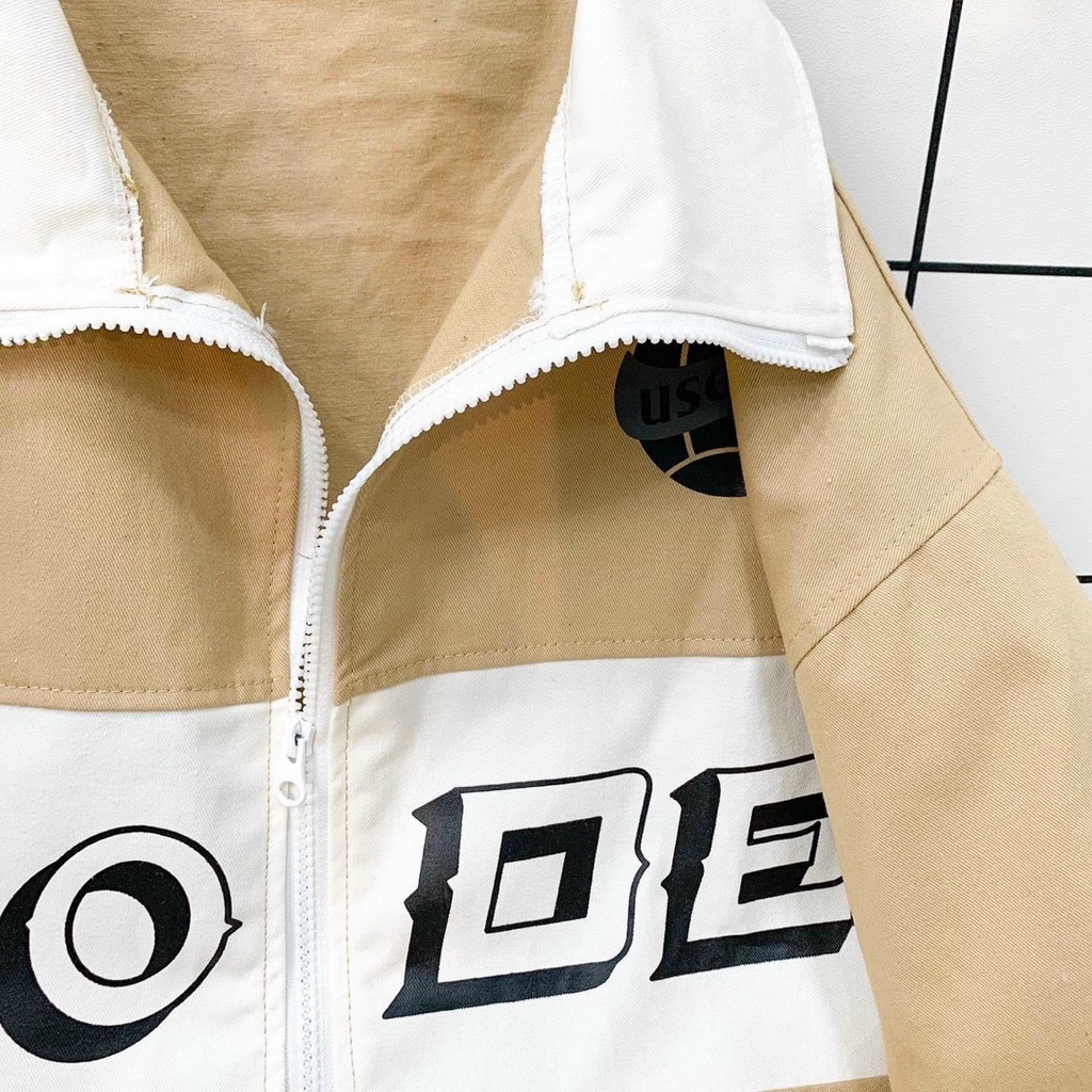 Áo khoác Jacket Trơn form rộng in chữ SO-DE vải kaki 1 lớp Unisex nam nữ (Ảnh thật/Có sẵn)