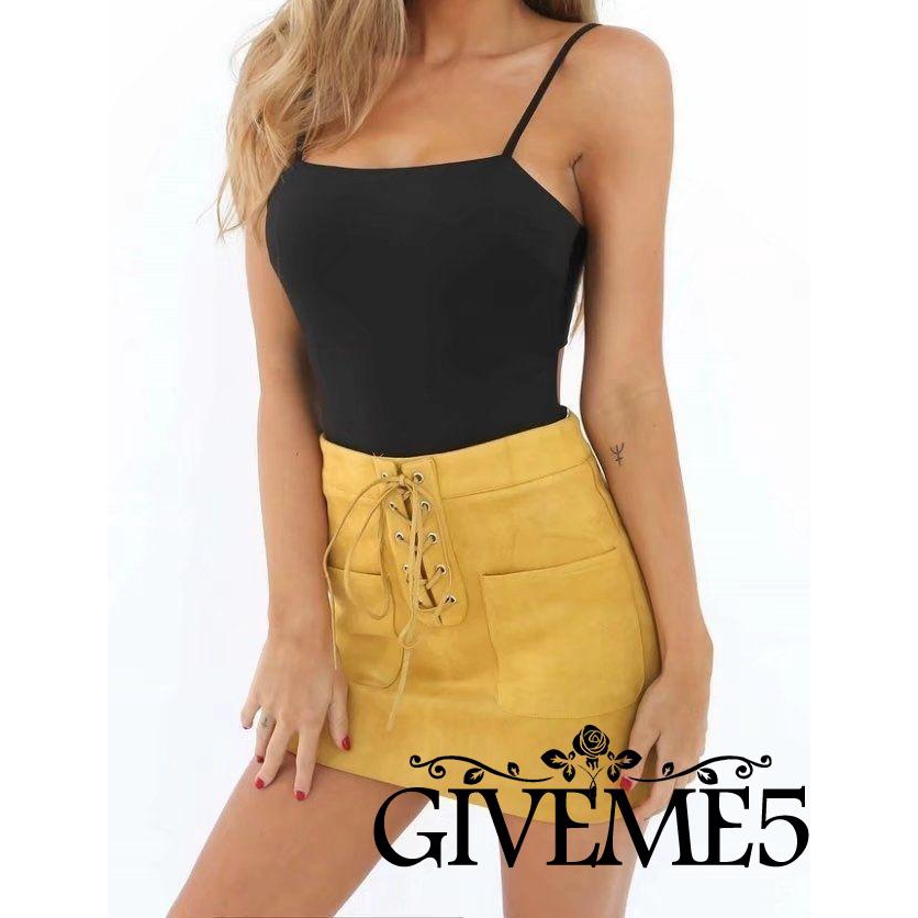 Váy bút chì da lộn thắt dây thời trang cá tính cho nữ