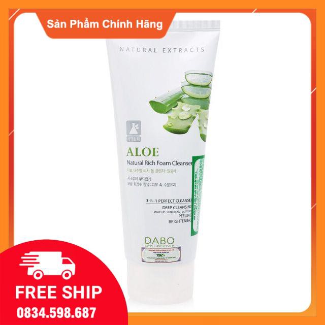 Mỹ phẩm  Sữa Zặt lô hội 3-in-1 Dabo Aloe Natural Rich Foam Cleanser 180ml ok