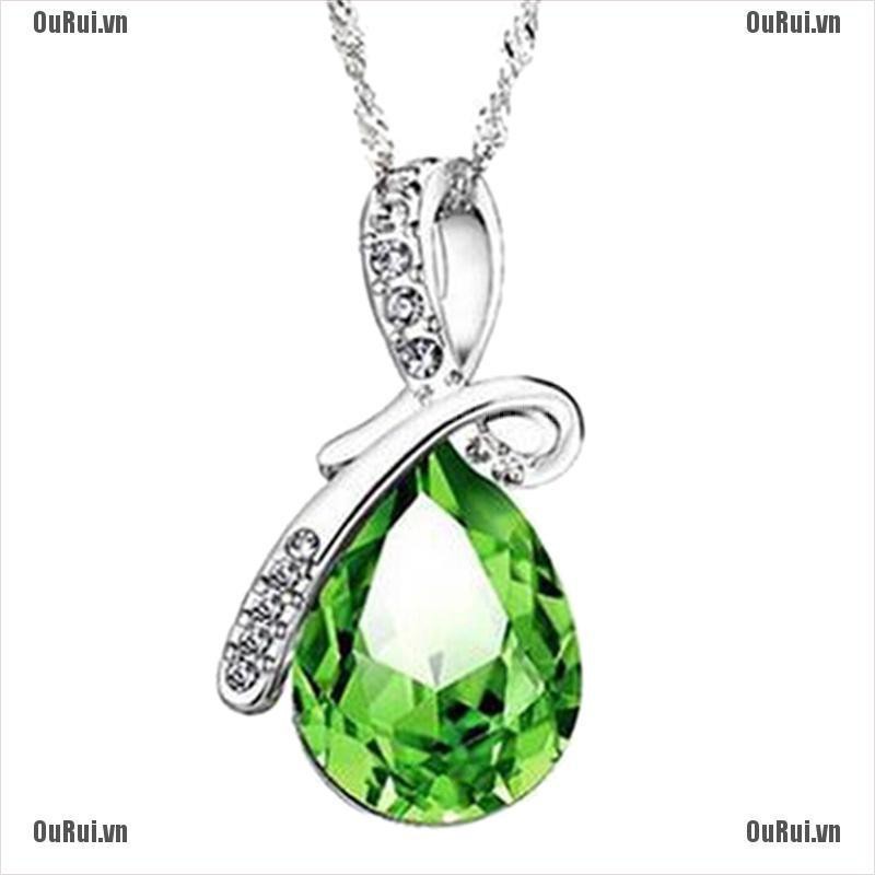 Mặt Dây Chuyền Hình Giọt Nước Đính Đá Zircon Xanh Dương
