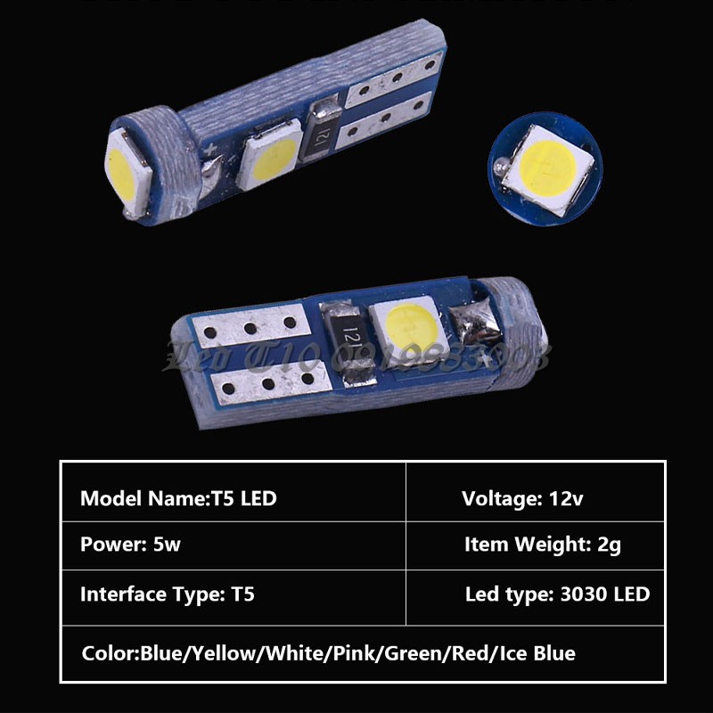 1 bóng T5 đèn Led max sáng 3 chip led cho kim, báo số, mặt đồng hồ xe máy ô tô