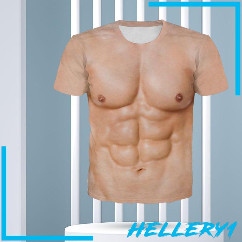 [Hellery1] Áo Thun Nam Nữ Tay Ngắn In Hình Cơ Bắp 3D