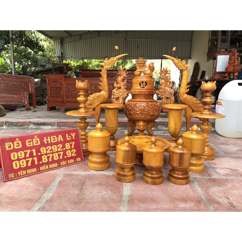 Đôi hạc thờ gỗ mít