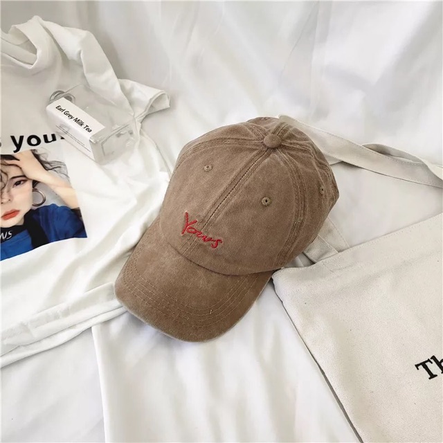 Mũ lưỡi trai nam nữ VINTAGE đẹp thêu chữ ,mũ phớt Nón kết phong cách Ulzzang form unisex YOUR