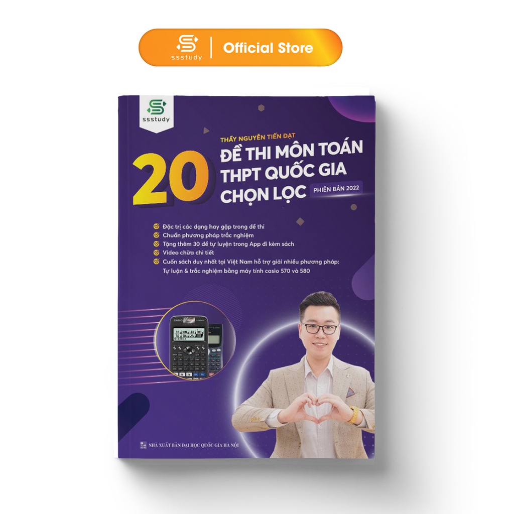 Sách 20 đề thi môn toán THPT quốc gia chọn lọc biên soạn bởi thầy Nguyễn Tiến Đạt (tặng kèm app học và giải đề chi tiết)