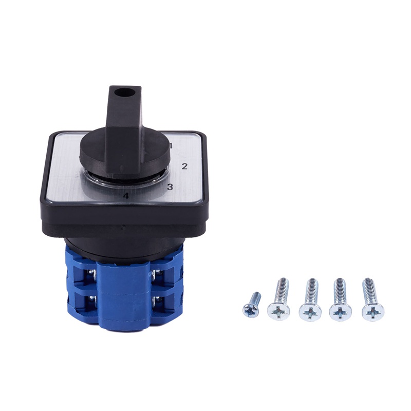 8 Terminals 5 Positions Master Control Rotary Cam Switch 20A Black+Blue