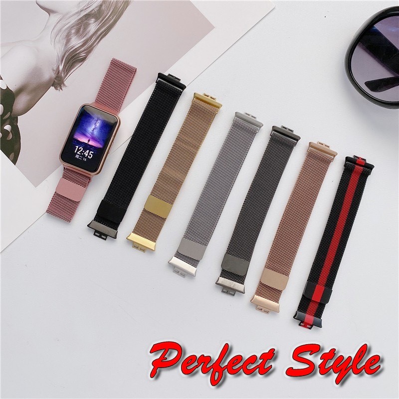 Dây đeo Milanese Loop kim loại thép không gỉ cho Huawei Watch Fit khóa nam châm