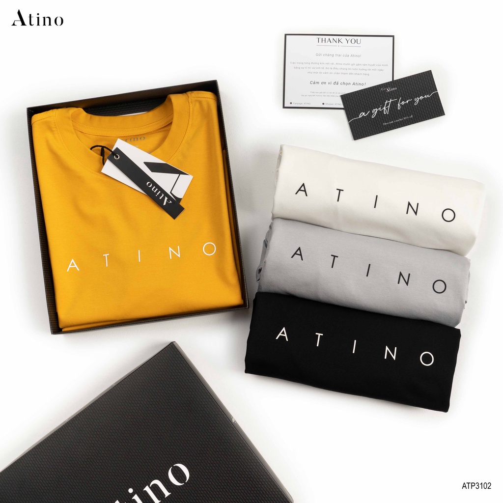 Áo Thun Nam cổ tròn in nổi ATINO trẻ trung vải Cotton caocấp co giãn thoáng mát form regular ATP3102 | BigBuy360 - bigbuy360.vn