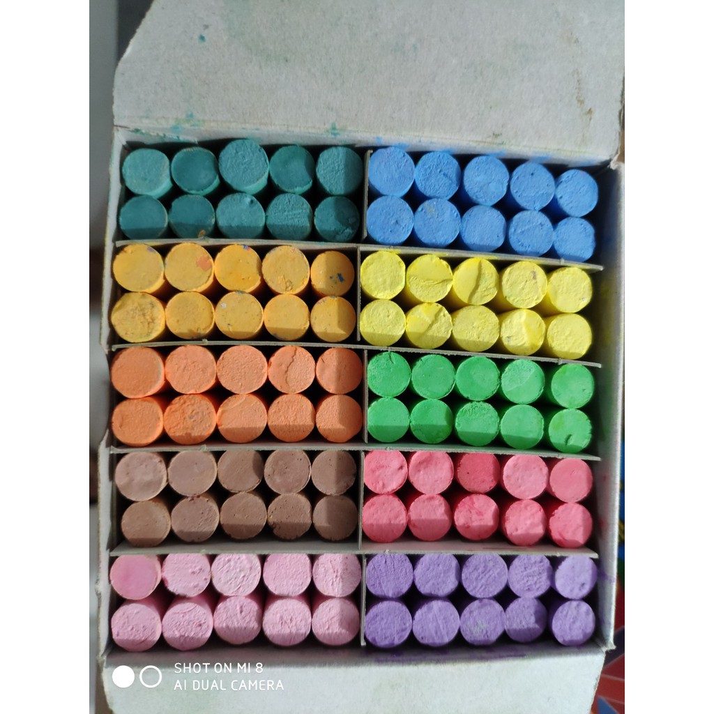 PHẤN VIẾT BẢNG SIÊU NHẸ ÍT BỤI HI CHALK - nhiều màu - hộp 100 viên