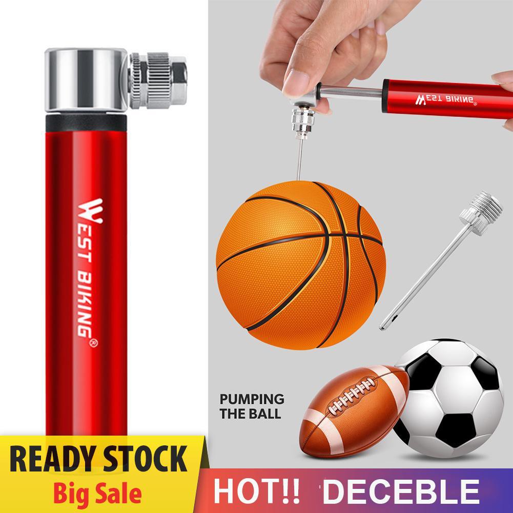 Deceble WEST BIKING Mini Air Pump Aluminum Alloy Bicycle Tire Basketball Inflator 