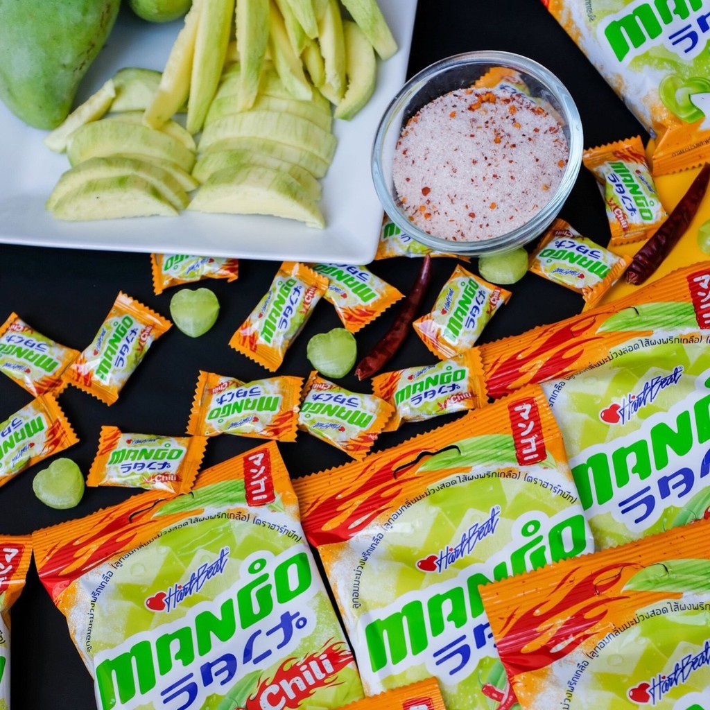 Kẹo Xoài Muối Ớt 120g Hartbeat Thái Lan Bổ Sung Vitamin C - Mango Flavoured Candy With Chili Salt Powder Filled