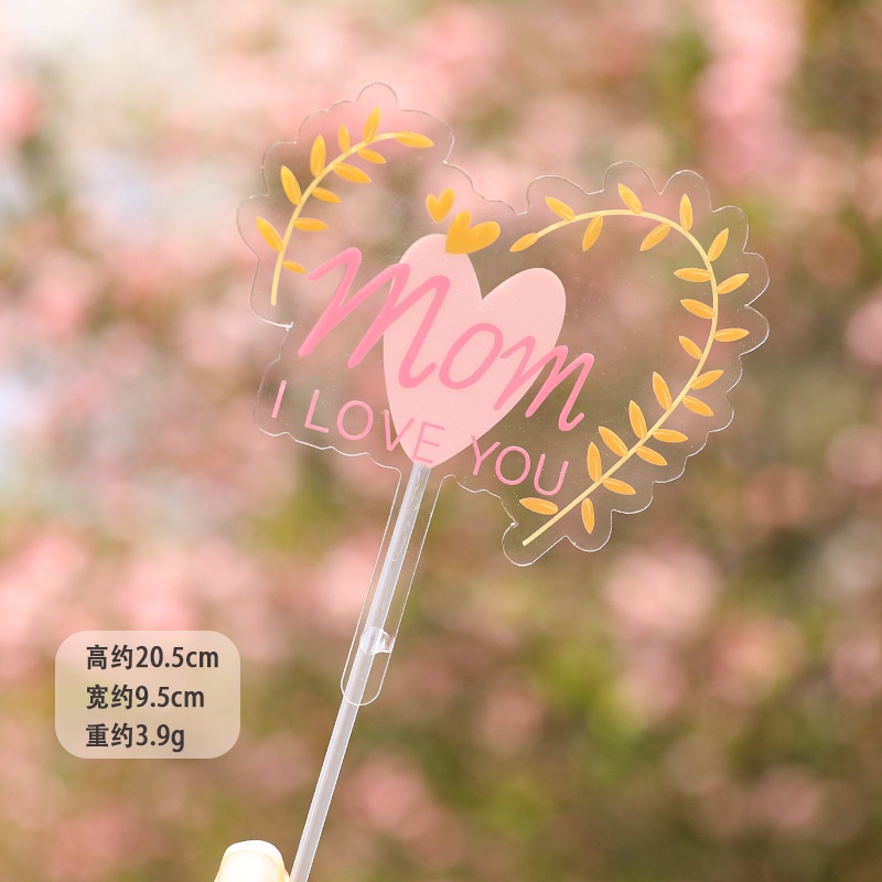 Thẻ Cắm Trang Trí Bánh Kem Bằng Pvc In Chữ I Love You Dành Cho Ngày Của Mẹ