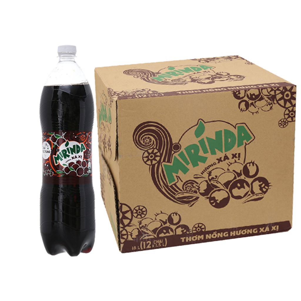 Thùng 12 chai nước ngọt Mirinda hương xá xị 1.5 lít