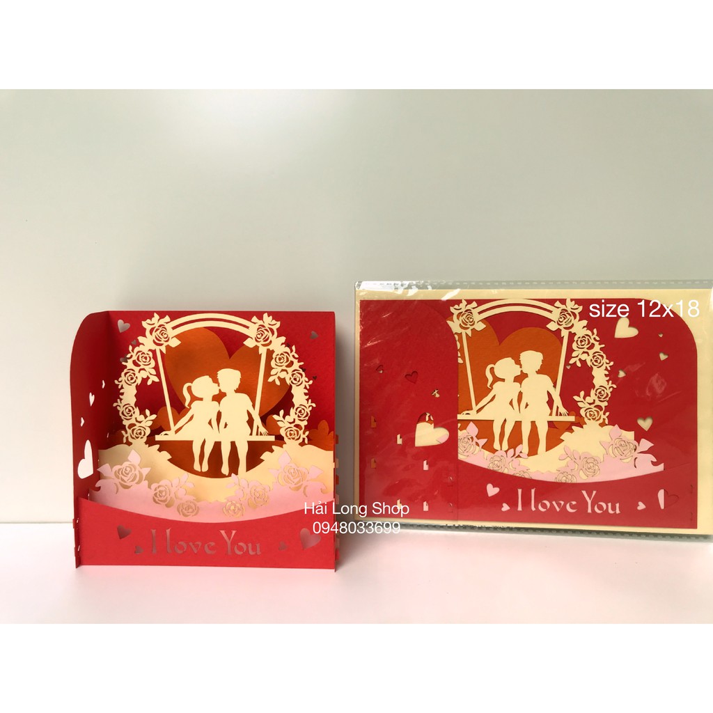 Hộp Tình Yêu 10 ( cổng hoa + xích đu ) - Love - Thiệp 3D