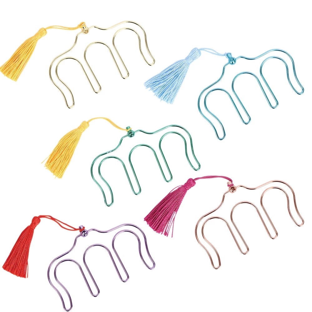 Kẹp giữ sách bằng kim loại mạ điện AVALENTINE bền bỉ có tua rua nhiều màu