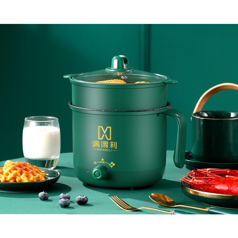 NỒI LẨU ĐIỆN ĐA NĂNG 2 NẤC NHIỆT, Nồi Lẩu Mini, Kèm Giá Hấp 18cm (Nấu cơm, Nấu lẩu, Hấp, Xào) - Gia dụng SmartSun