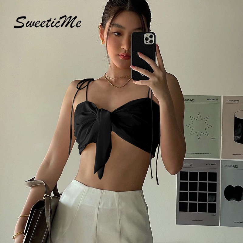 Áo Hai Dây Cổ Chữ V Phối Ren Gợi Cảm Sweeticme