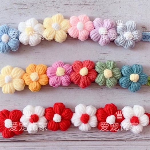 Vòng cổ hoa bằng len đủ màu sắc cho thú cưng   hanmade - Có thể lựa màu và có sẵn
